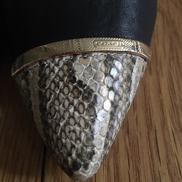 Coach black leather pumps with snakeskin - Picture 3 of 4